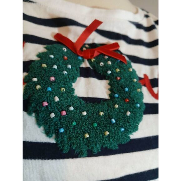 Talbots Christmas Striped Crewneck Top Size Small - Picture 8 of 9